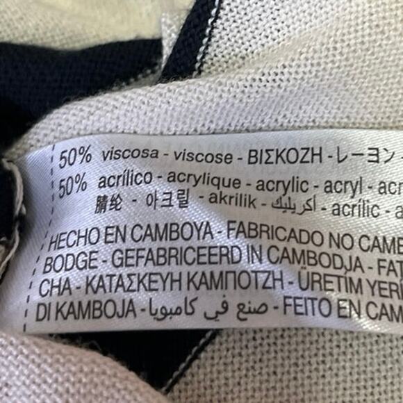 Zara White Black White Striped Knit Boat Neck Long Sleeve Pullover Sweater Top L - Picture 4 of 4